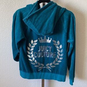 Juicy couture velour teal zip up hoodie track jacket  large